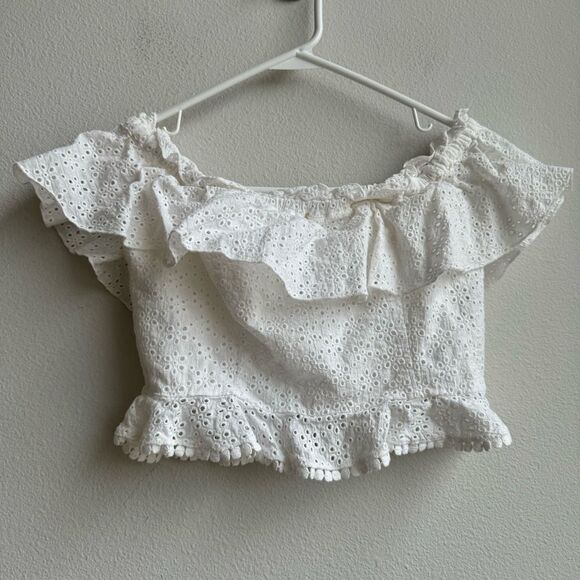 Revolve Majorelle Julianna White Eyelet Lace Off The Shoulder Blouse Size Small - Picture 2 of 8